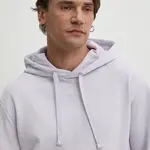 Bavlněná mikina HUGO pánská, fialová barva, s kapucí, hladká, 50486478