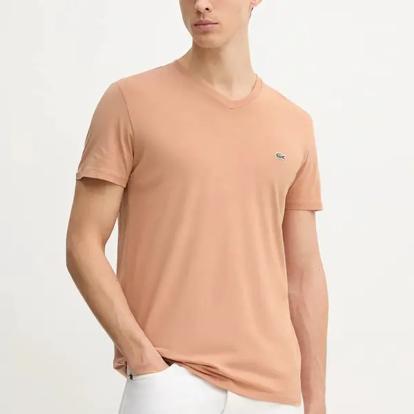 Bavlněné tričko Lacoste růžová barva, TH6710