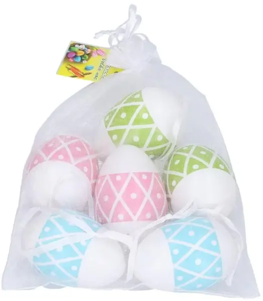 Vajíčko W044995 dekorační plastové barevné 4x6 cm, 6 ks