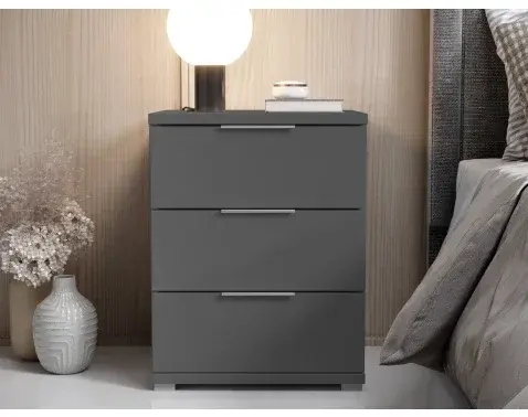 Nočný stolík s 3 zásuvkami Smilla, výška 61 cm, grafitový%