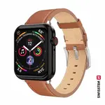 Swissten řemínek pro Apple Watch kožený 42 / 44 / 45 / 49 mm, hnědá (stříbrná spona a stříbrné poutko)