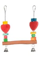Hračka pro exoty houpačka se zvonky dřevěná