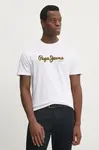 Bavlněné tričko Pepe Jeans DORIAN TEE bílá barva, s potiskem, PM509721