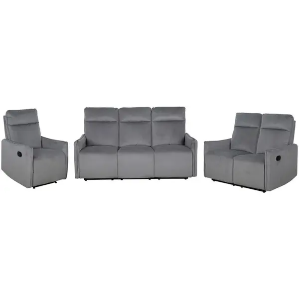 P & B SEDACÍ SOUPRAVA 3+2+1, textil, tmavě šedá