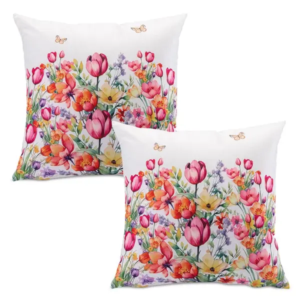 Sada 2 ks povlaků na polštářky BAREVNÉ KVÍTÍ 40 x 40 cm