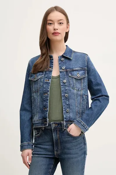 Džínová bunda United Colors of Benetton dámská, tmavomodrá barva, přechodná