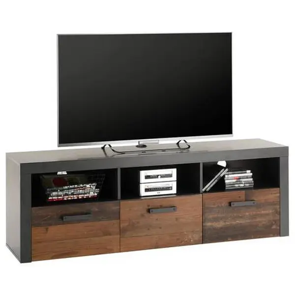 NÍZKÁ KOMODA, antracitová, hnědá, 147/50/45 cm