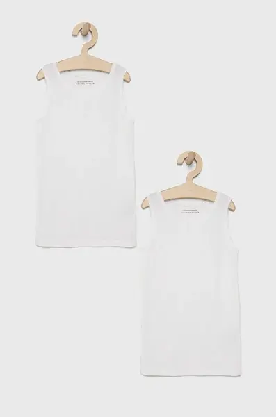 Dětské tričko United Colors of Benetton (2-pack) bílá barva, hladké