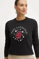 Mikina Karl Lagerfeld dámská, černá barva, s aplikací, A1W20053