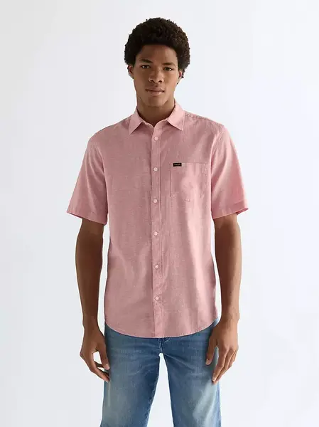 Pánská košile WRANGLER SS 1 PKT SHIRT DUSTY ROSE 112378045 Velikost: S
