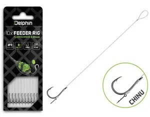 Delphin návazec feederový fluoro sting chinu 10 ks - délka 8 cm průměr 0,26 mm háček #6