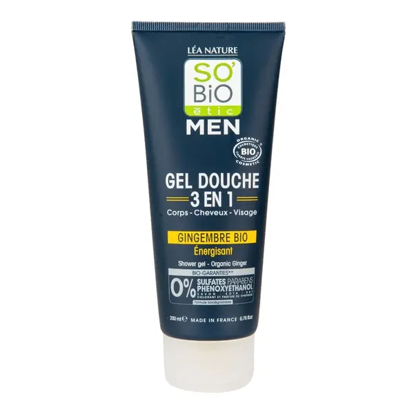 SO’BiO étic Men Sprchový gel 3v1 Energizující zázvor BIO 200 ml