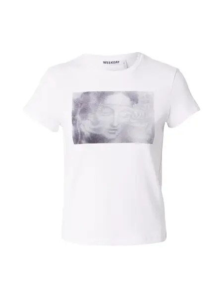 WEEKDAY Tričko  baklažánová / biela