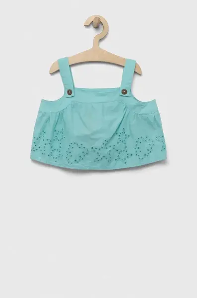 Dětská bavlněná halenka United Colors of Benetton tyrkysová barva, hladká