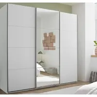 Šatní skříň se zrcadlem Carano, 215 cm, bílá