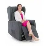 Relaxační polohovací křeslo COMFORT Ušák s funkcí masáže a výhřevu, antracitová látka