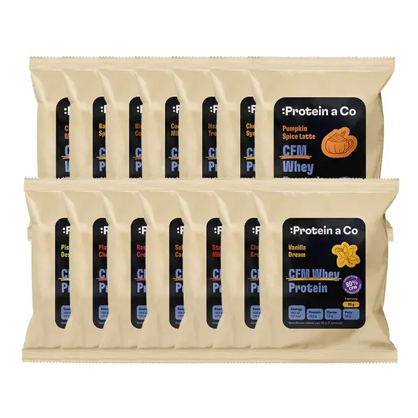 Protein a Co CFM WHEY 80 - balení 14 proteinových vzorků