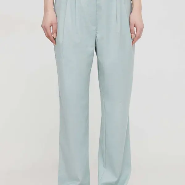 Kalhoty Mos Mosh dámské, zelená barva, střih chinos, high waist