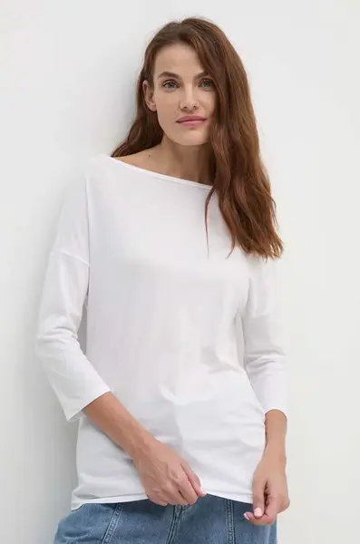 Tričko s dlouhým rukávem Sisley bílá barva