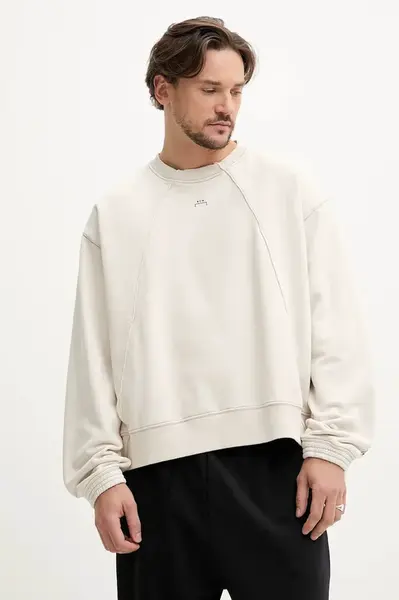 Bavlněná mikina A-COLD-WALL* pánská, béžová barva, s potiskem, ACWMW198