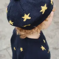 Dětský baret s příměsí vlny Konges Sløjd BELOU KNIT BERET tmavomodrá barva, KS101893