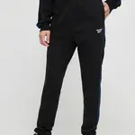 Tepláky Reebok černá barva, hladké