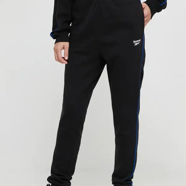 Tepláky Reebok černá barva, hladké