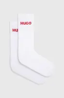 Ponožky HUGO 6P QS RIB LOGO CC 6-pack pánské, bílá barva