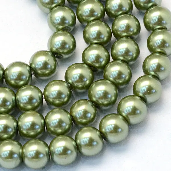 Baking Painted Pearlized Glass Pearl Round Bead Strands