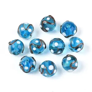 Handmade Gold Sand Lampwork Beads