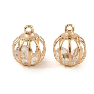 Iron Glass Bead Cage Pendants