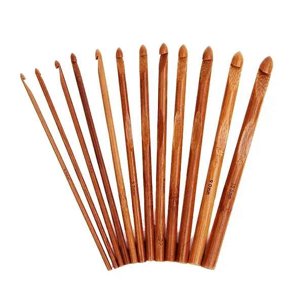12Pcs Carbonized Bamboo Knitting Needles