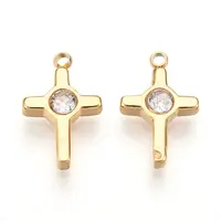 Ion Plating(IP) 304 Stainless Steel Micro Pave Cubic Zirconia Charms