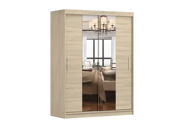 Šatní skříň Vista 01 Barva korpusu: Dub - sonoma, Dveře: Dub sonoma / zrcadlo