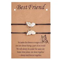 2Pcs Brass Enamel Butterfly Link Bracelets Set