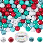 DIY Synthetic Turquoise Round Beads Bracelets Making Kits