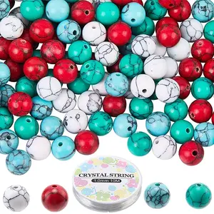 DIY Synthetic Turquoise Round Beads Bracelets Making Kits