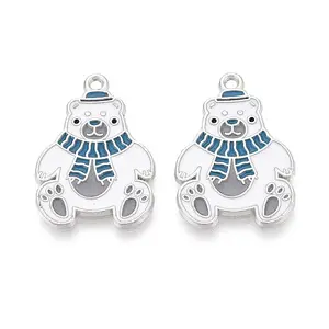 Rack Plating Alloy Enamel Bear Pendants