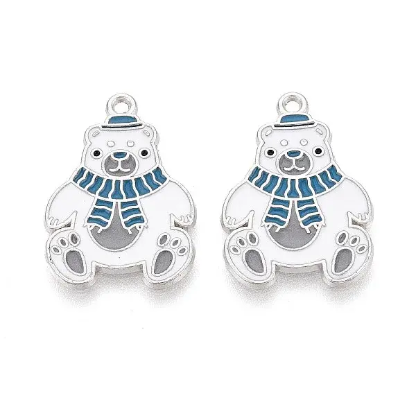 Rack Plating Alloy Enamel Bear Pendants