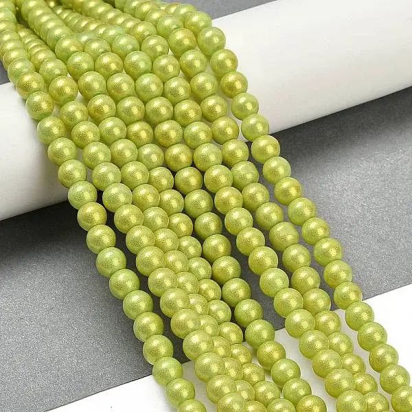 Spray Painted Glass Round Bead Strands