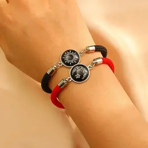 2Pcs Alloy and Polyester Link Bracelets