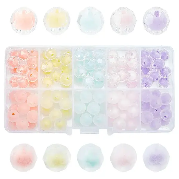120Pcs 10 Colors Transparent Acrylic Beads