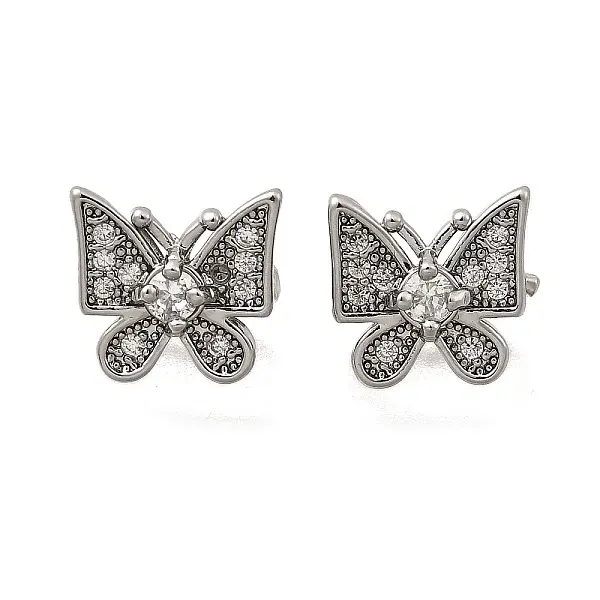 Brass Micro Pave Clear Cubic Zirconia Slide Charms