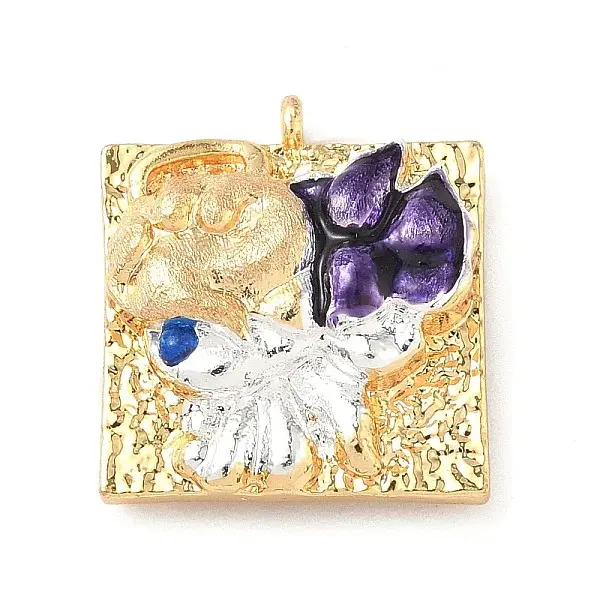 Brass Micro Pave Cubic Zirconia Enamel Pendants