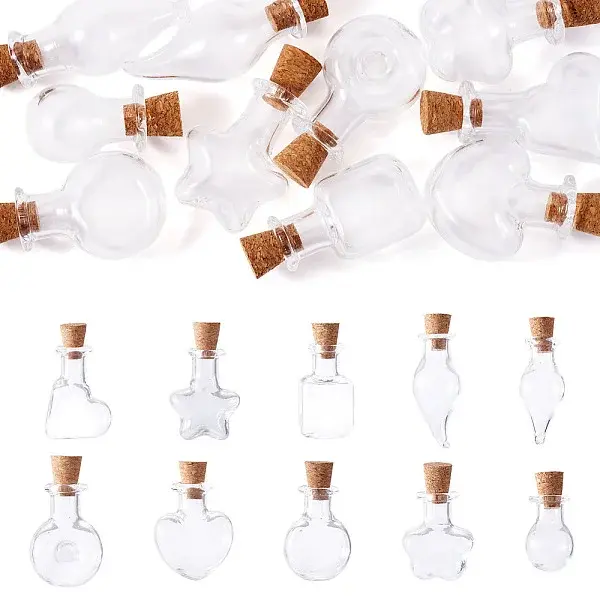 10Pcs 10 Styles Mini High Borosilicate Glass Bottle Bead Containers