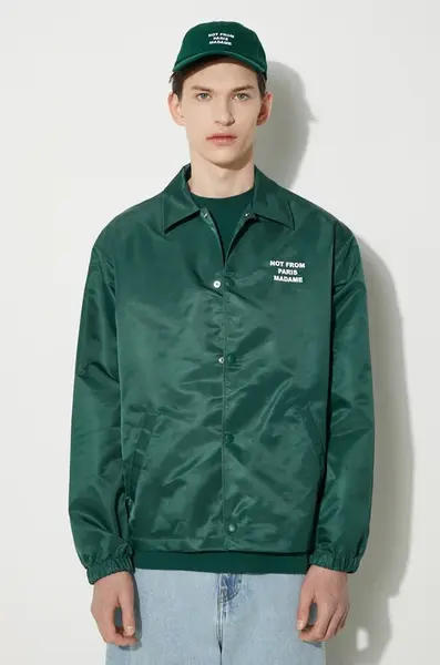 Bunda Drôle de Monsieur La Veste Slogan pánská, zelená barva, přechodná, PERM-JT183-PA014-DGN