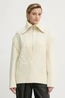 Vlněný svetr A.L.C. Callie dámský, béžová barva, hřejivý, s golfem, 7SWPO01031