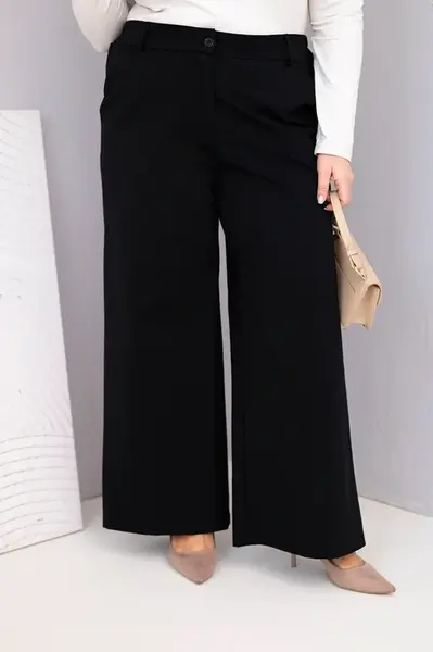 Plus size kalhoty s vysokým pasem