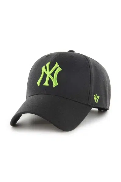 Čepice s vlněnou směsí 47 brand MLB New York Yankees černá barva, s aplikací, B-MVPSP17WBP-BKAM