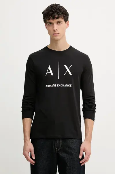 Pánske bavlnené tričko s dlhým rukávom Armani Exchange